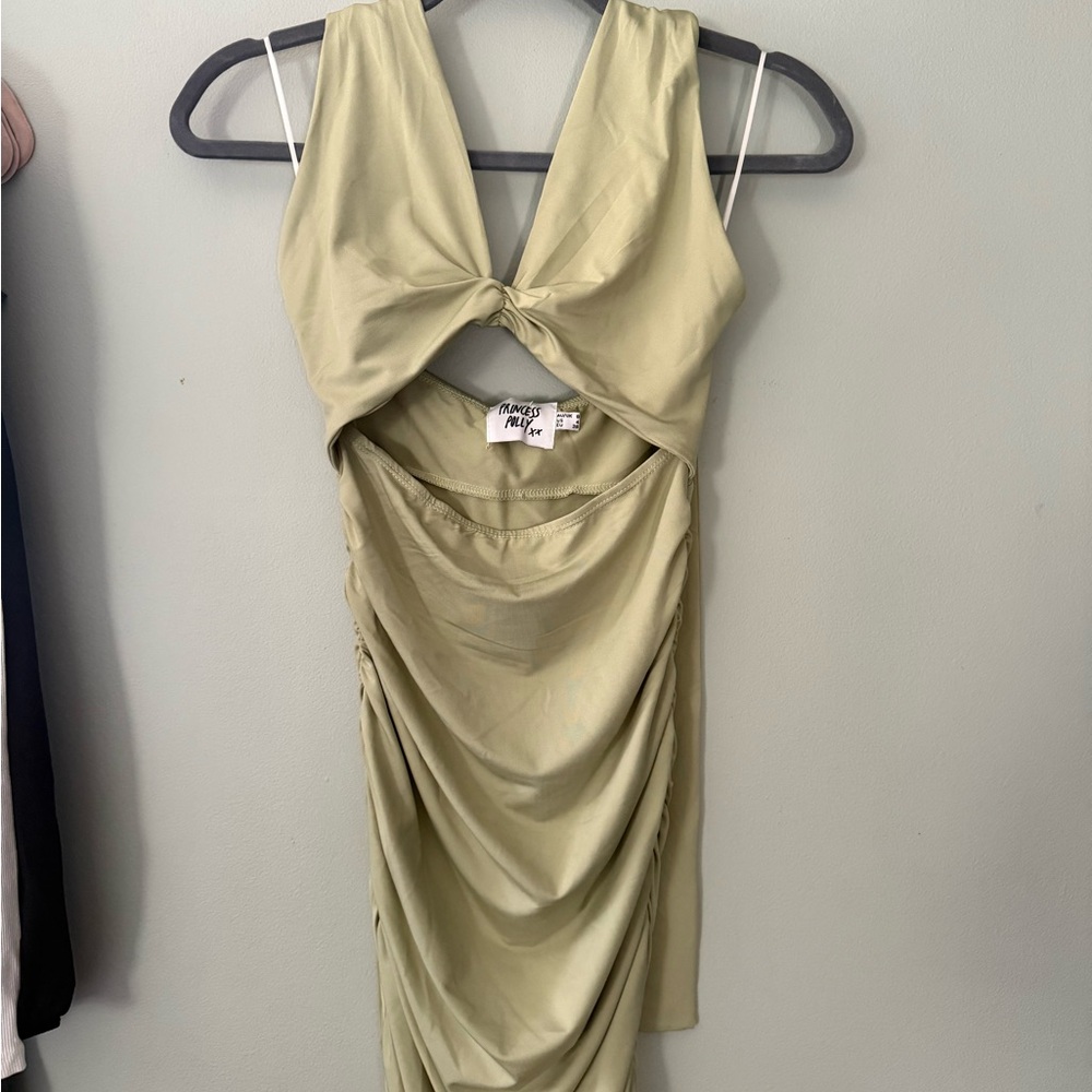 Princess Polly Light Green Twist-Front Backless Dress